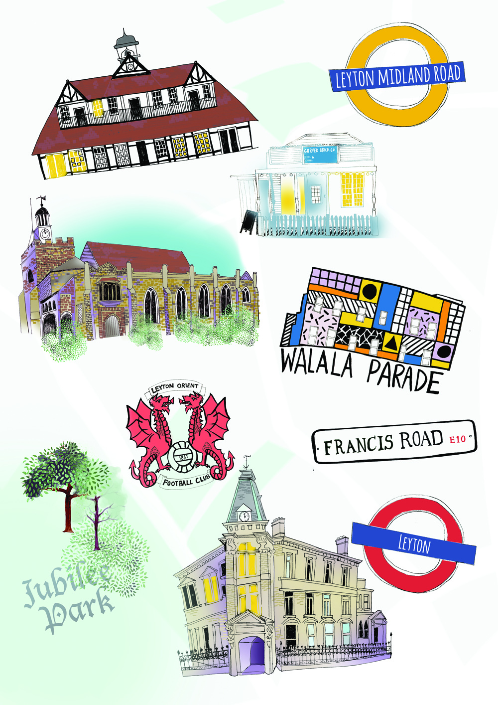 Leyton illustration used in area guide by Trading Places Estate Agency