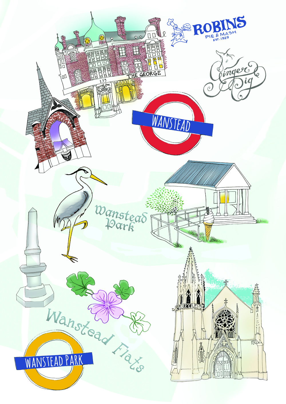 Wanstead illustration used in area guide by Trading Places Estate Agency