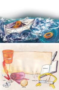 2 double page spreads for 'Life of Pi' - Scholastic/Mary Glasgow